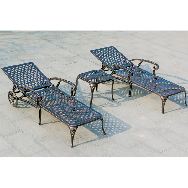 Canora Grey Nayanah 74.6'' Long Reclining Double Chaise with Side Table